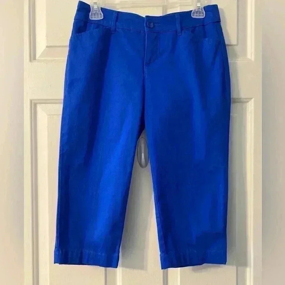 St John’s Bay Capris Pants Blue with some stretch 98% Cotton 2% Spandex Size‎ 4P - Picture 1 of 12